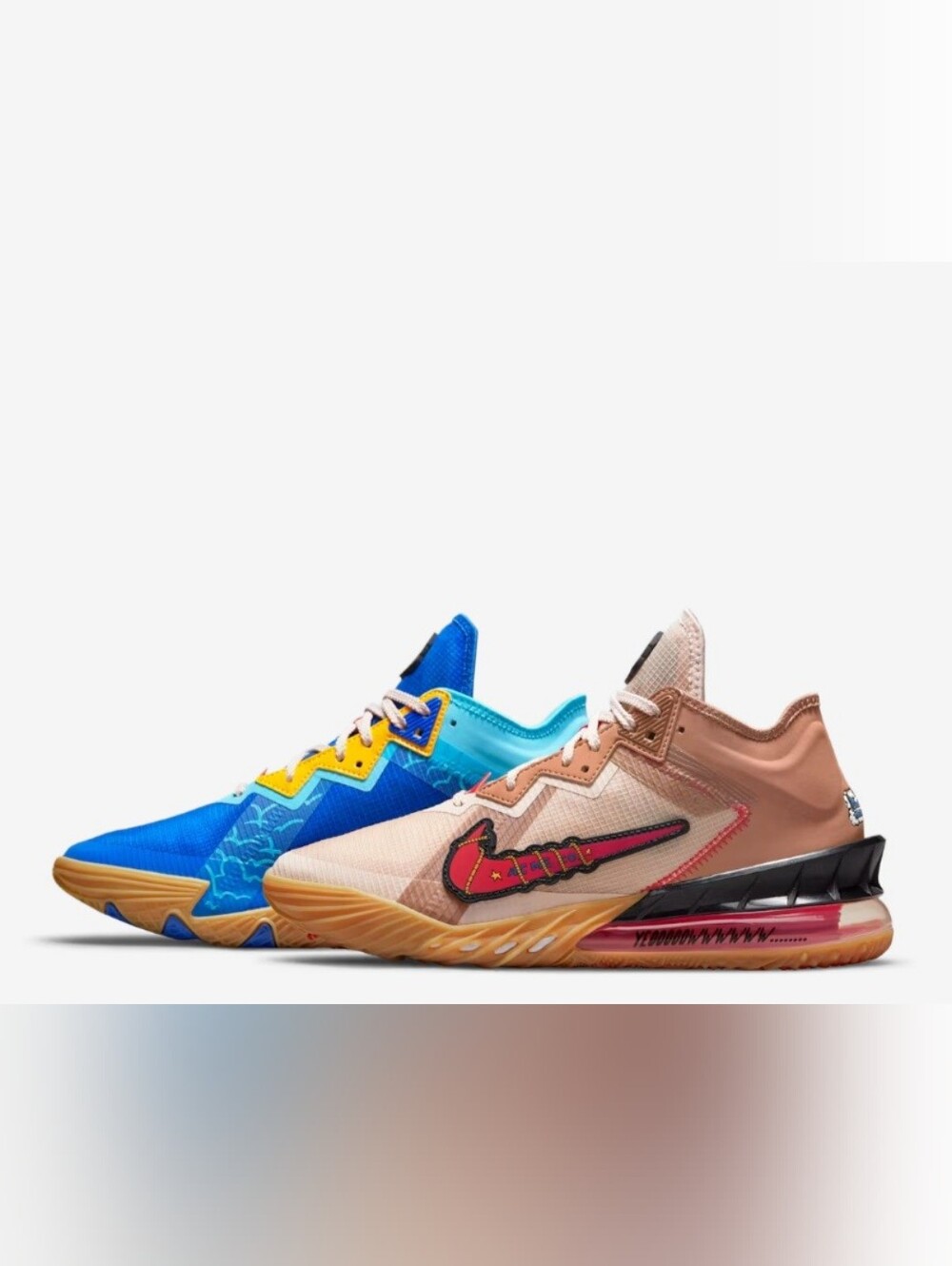 NIKE LEBRON 18 LOW WILE E.. VS ROADRUNNER MID TOP SNEAKERS. SIZE 6.5 YOUTH =W 8